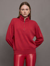 Half Zip Fleece Top - Crimson Red