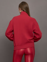 Half Zip Fleece Top - Crimson Red