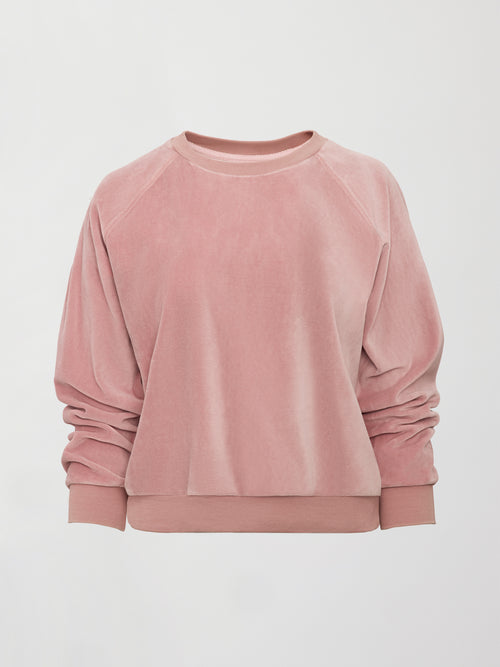 Raglan Pullover in Velour - Blush