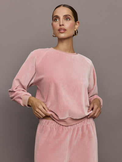 Raglan Pullover in Velour - Blush