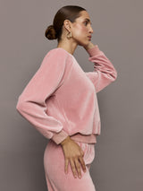 Raglan Pullover in Velour - Blush