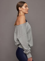 Off Shoulder Sweatshirt in French Terry - Heather Grey