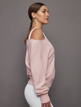 Off Shoulder Sweatshirt in French Terry - Lotus