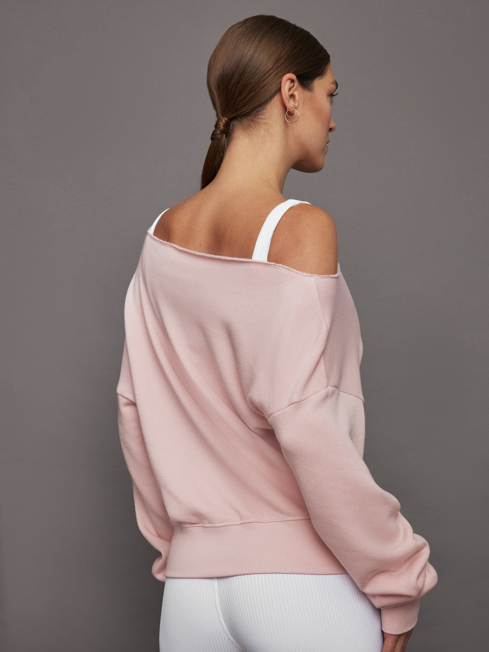 Off Shoulder Sweatshirt in French Terry - Lotus