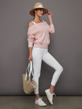 Off Shoulder Sweatshirt in French Terry - Lotus