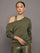 Off Shoulder Sweatshirt in French Terry - Olive