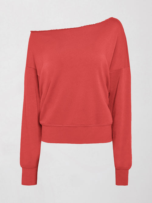 Off Shoulder Sweatshirt in French Terry - Tomato