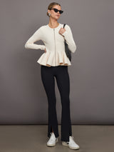 Peplum Zip Up - Cream