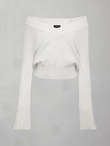 Bell Sleeve Off Shoulder Sweater - Cloud Dancer