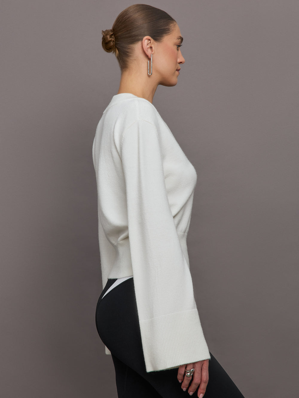 Bell Sleeve Off Shoulder Sweater - Cloud Dancer