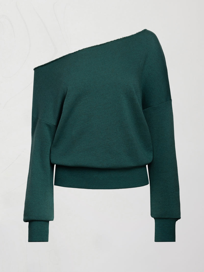 Off Shoulder Sweatshirt in French Terry - Ponderosa Pine