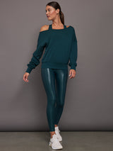 Off Shoulder Sweatshirt in French Terry - Ponderosa Pine