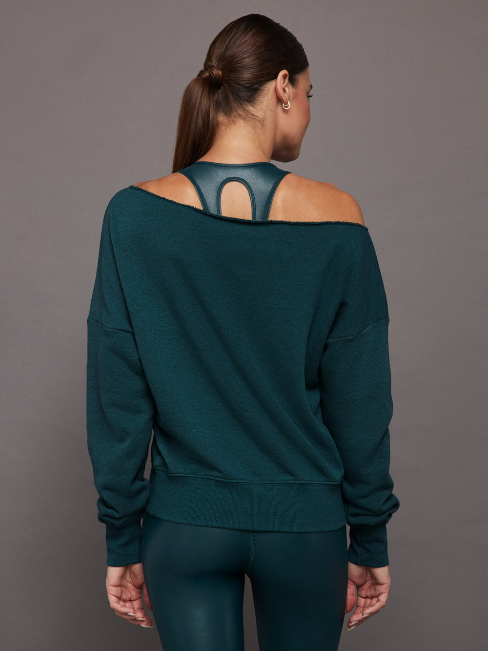 Off Shoulder Sweatshirt in French Terry - Ponderosa Pine