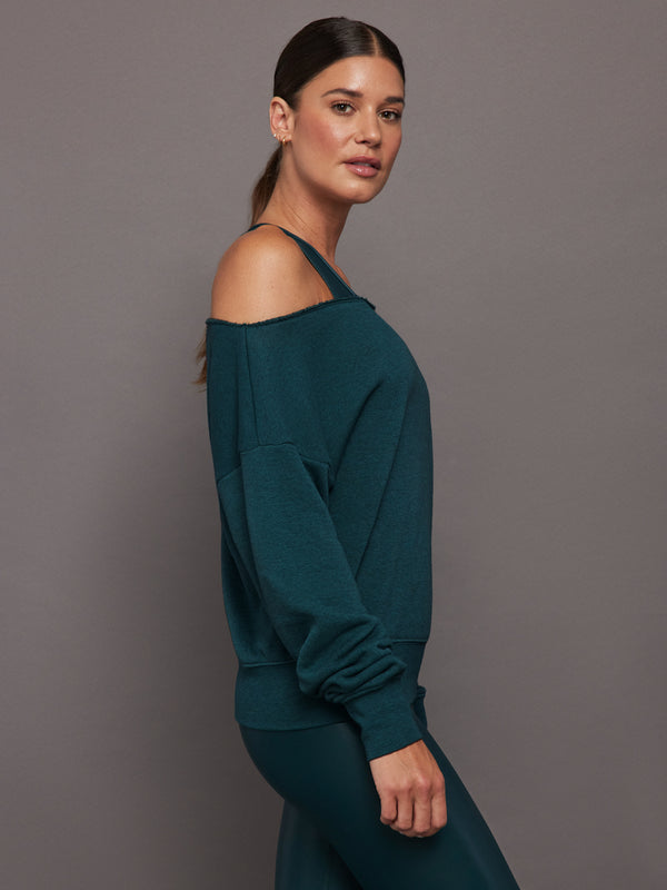 Off Shoulder Sweatshirt in French Terry - Ponderosa Pine