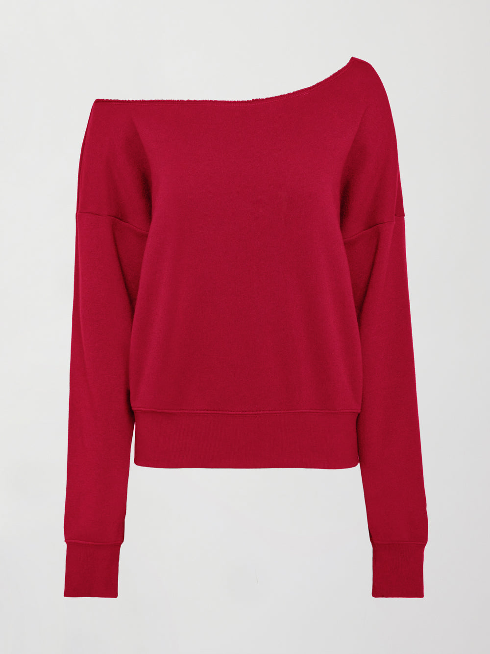 Off Shoulder Sweatshirt in French Terry - Crimson Red