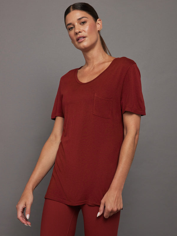 Short Sleeve Pocket Tee - Merlot