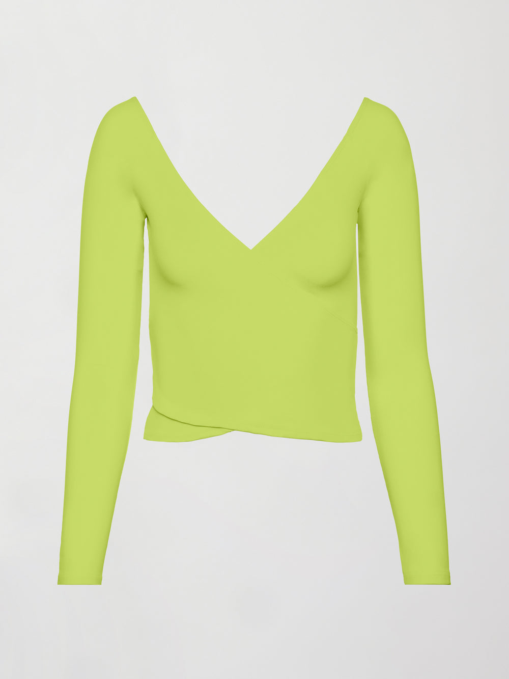 Long Sleeve Wrap Top in Melt - Acid Lime