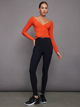 Long Sleeve Wrap Top in Melt - Orange