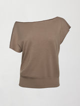 Short Sleeve Off Shoulder Sweatshirt in French Terry - Caribou