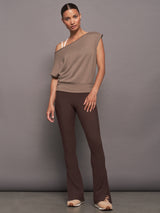 Short Sleeve Off Shoulder Sweatshirt in French Terry - Caribou