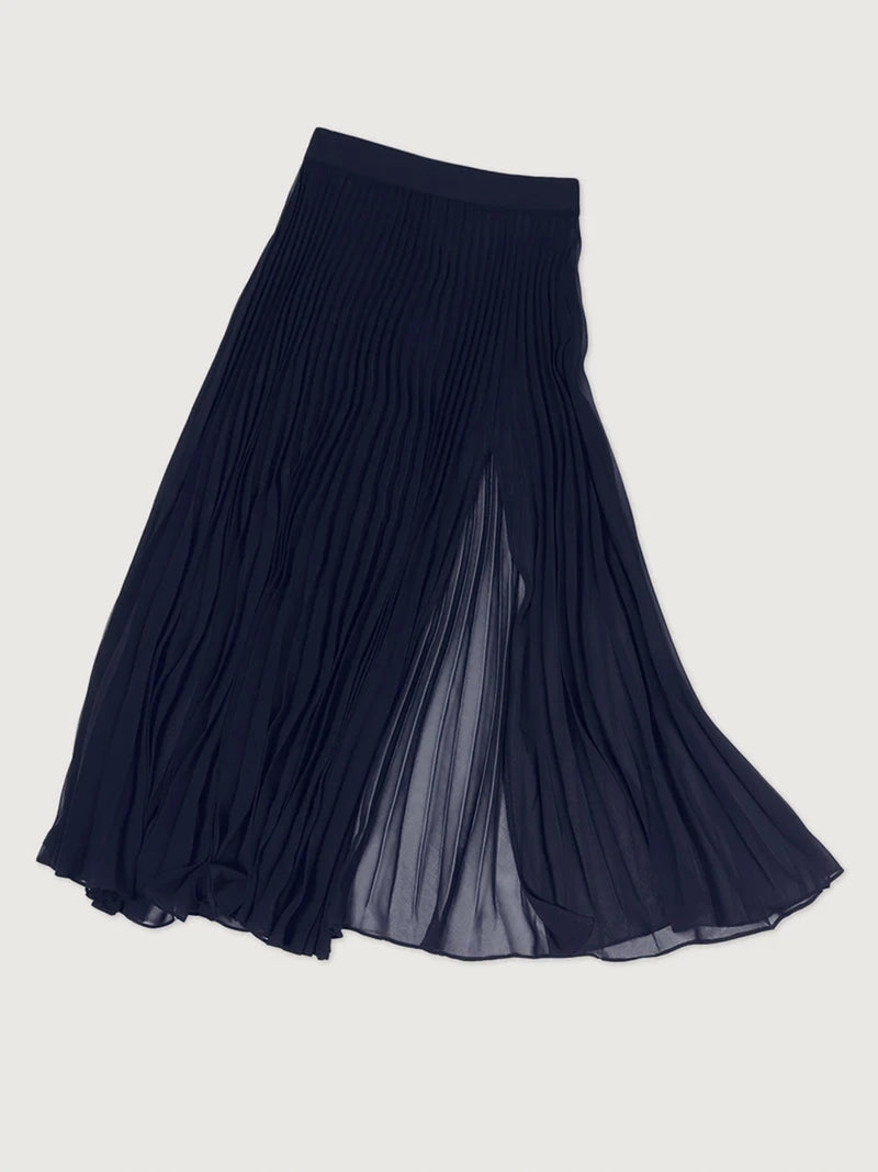 Mesh Pleated Skirt - Navy