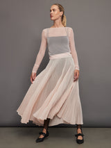 Mesh Pleated Skirt - Rose Cloud