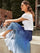 Ombre Pleated Skirt - Navy Ombre