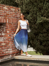 Ombre Pleated Skirt - Navy Ombre