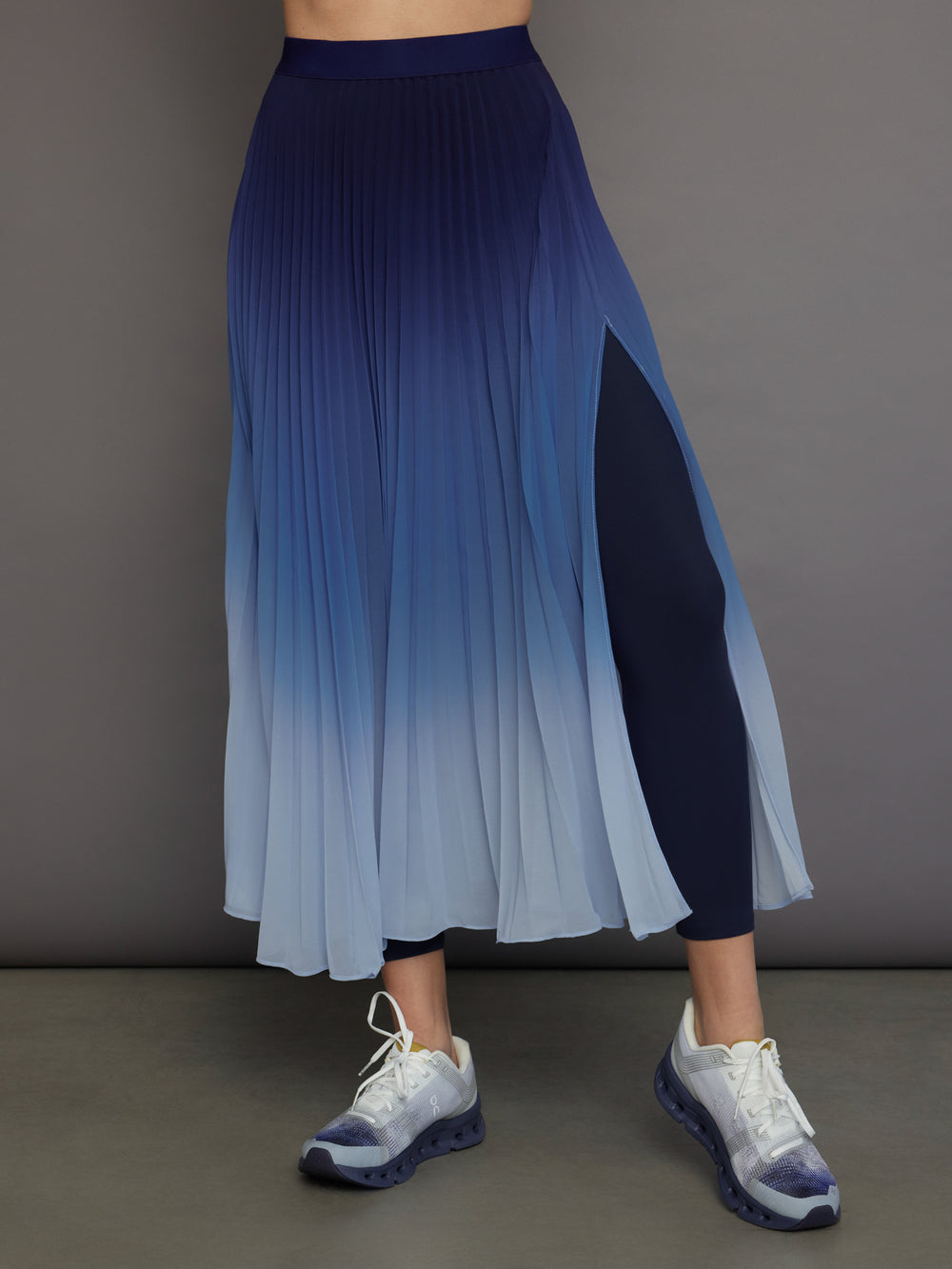 Ombre Pleated Skirt - Navy Ombre