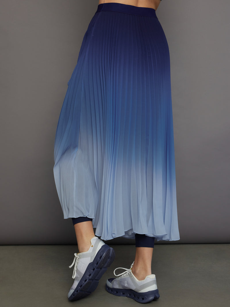 Ombre Pleated Skirt - Navy Ombre