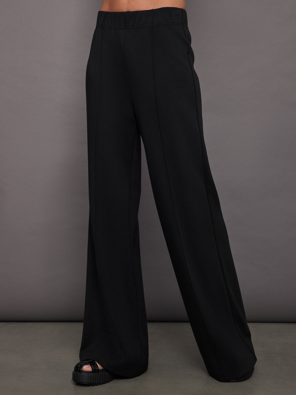 Pintuck Knit Pant in Interlock - Black