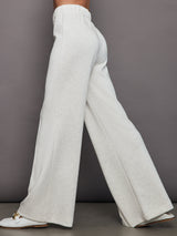 Pintuck Knit Pant in Interlock - Moonbeam Heather