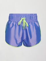 Iridescent Nylon Run Short - Sweet Lavender/ Acid Lime