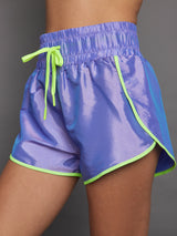 Iridescent Nylon Run Short - Sweet Lavender/ Acid Lime