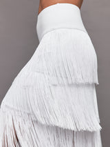 Fringe Midi Skirt in Melt - White