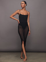 Mesh Column Skirt - Black