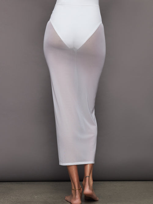 Mesh Column Skirt - White