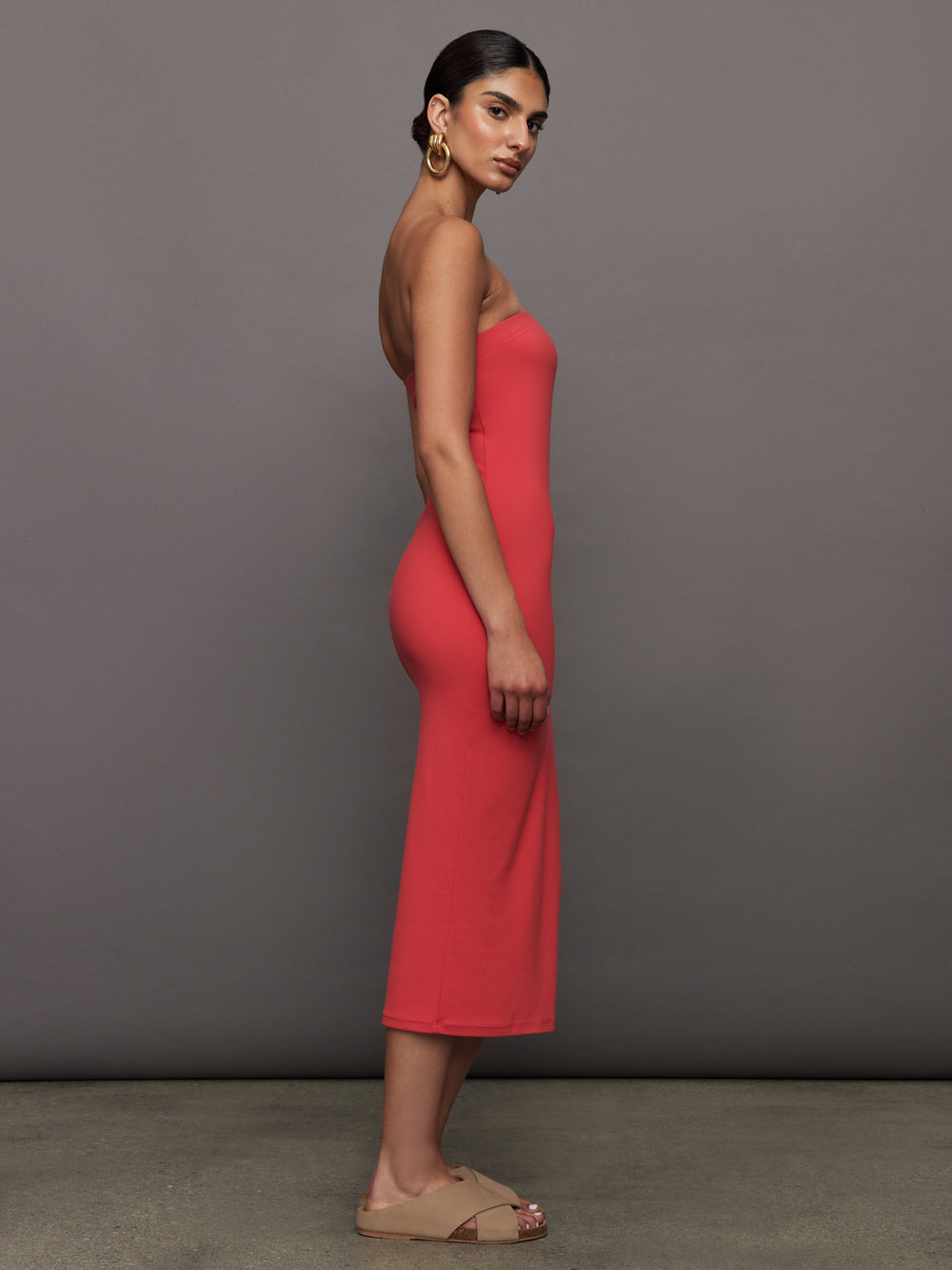 Strapless Dress in Melt - Tomato