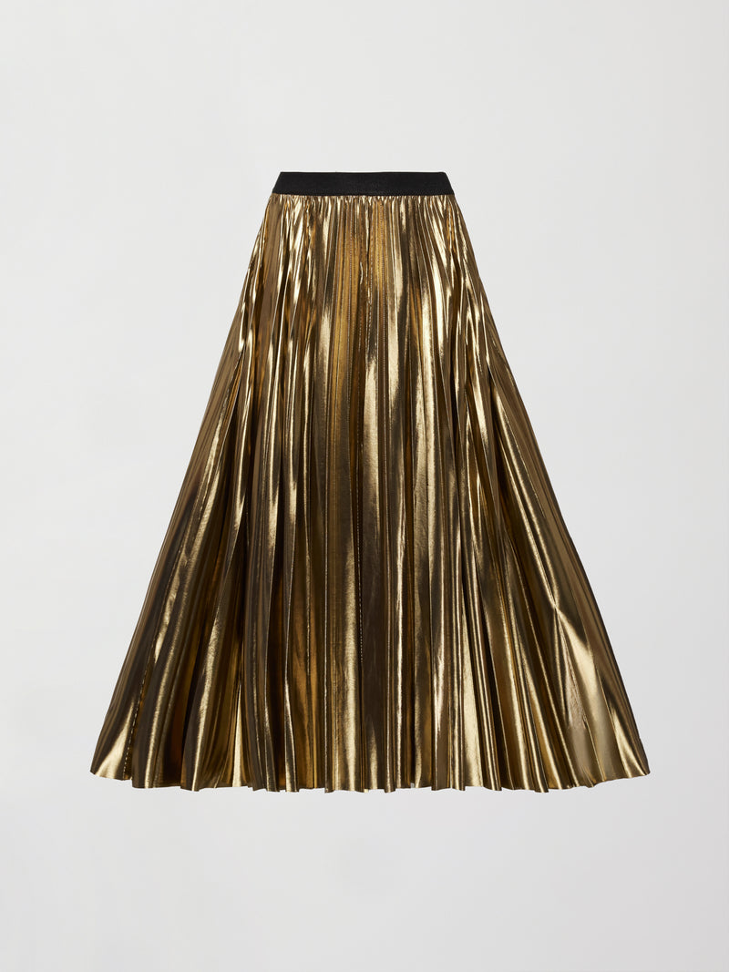 Metallic Pleated Skirt - Gold