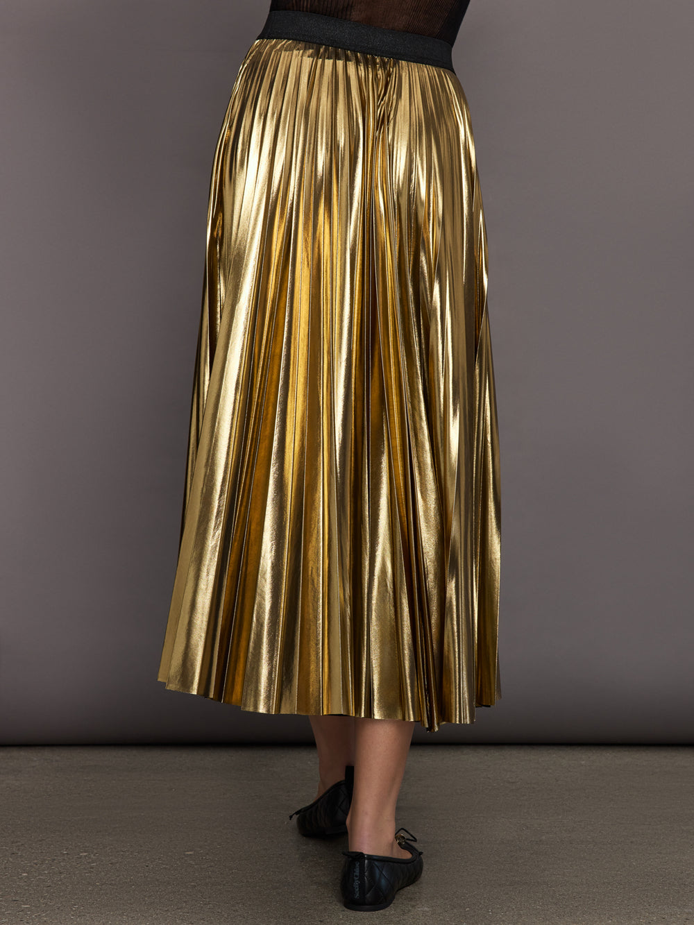 Metallic Pleated Skirt - Gold