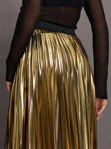 Metallic Pleated Skirt - Gold