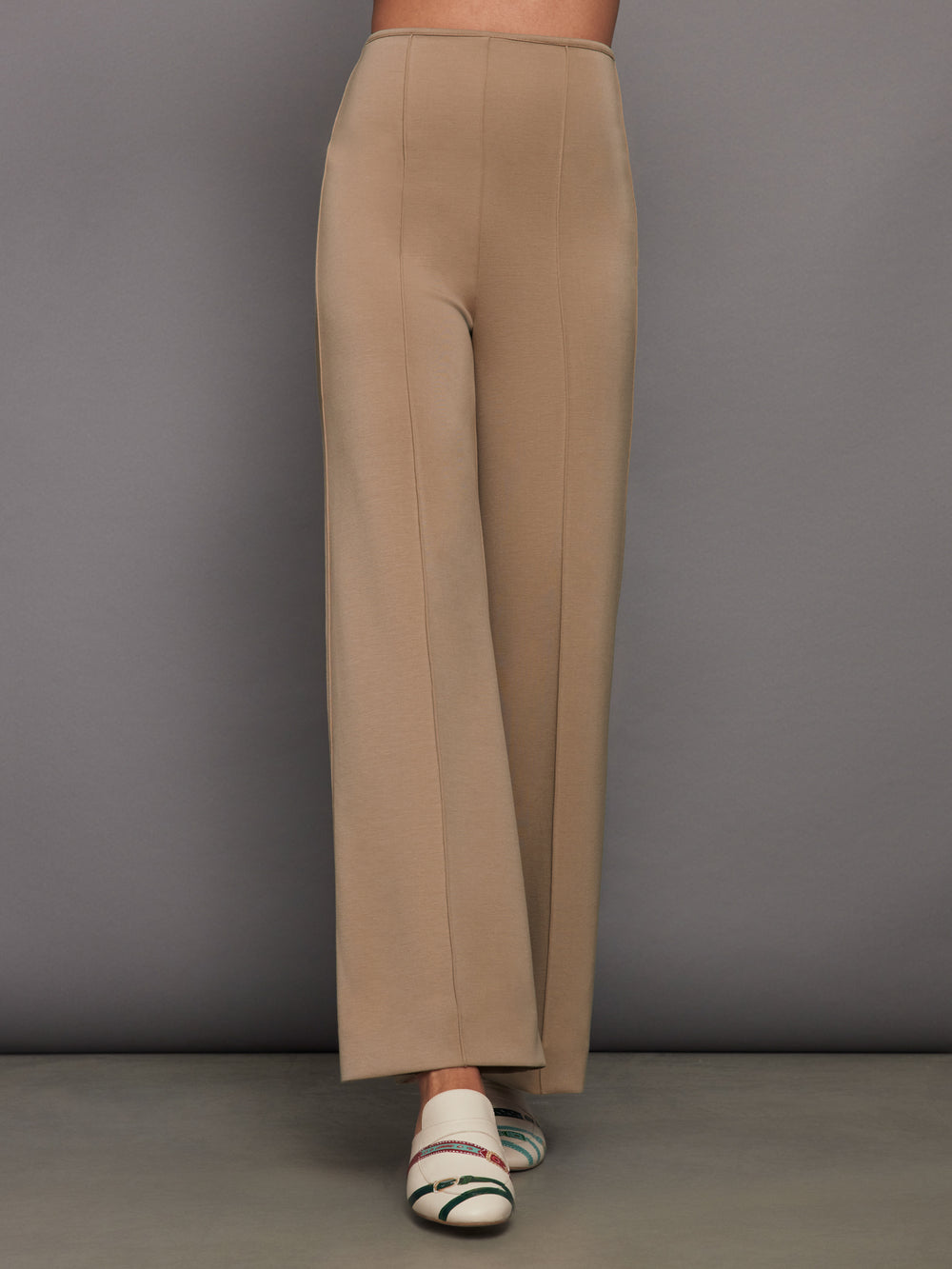 High Waisted Scuba Pant - Beige