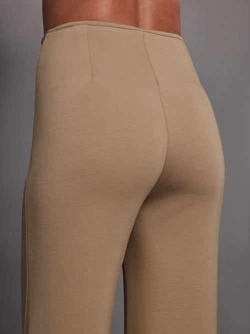 High Waisted Scuba Pant - Beige