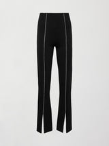 Rhinestone Front Slit Sweatpant - Black