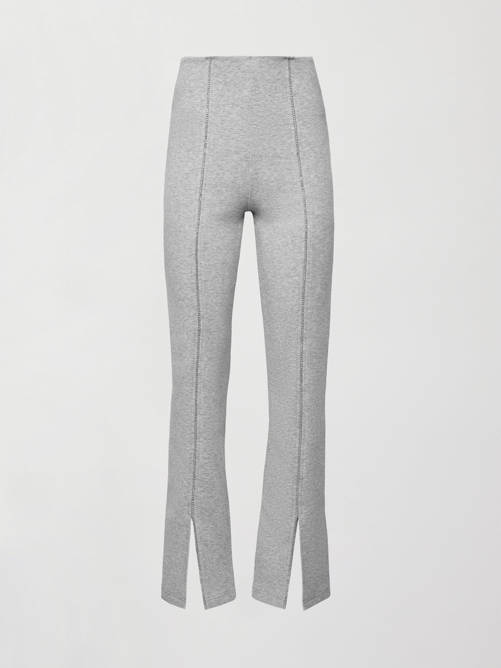 Rhinestone Front Slit Sweatpant - Heather Grey