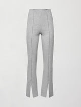 Rhinestone Front Slit Sweatpant - Heather Grey