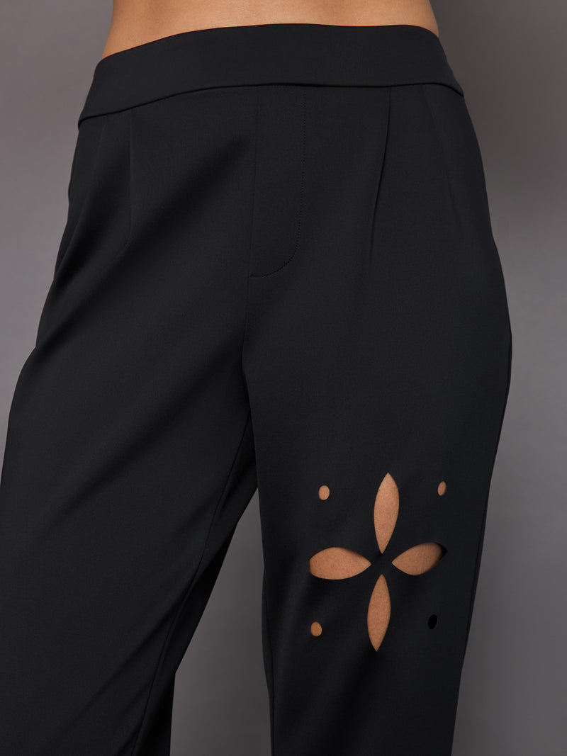 Lightweight Laser Cut Travel Pant - Black