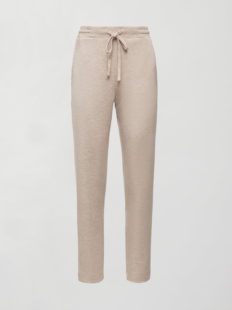 Tapered Leg Jogger in Interlock - Taupe Heather