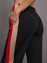 Wide Leg Track Pant in Scuba - Black