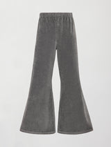 Wide Leg Pant in Velour - Charcoal Grey